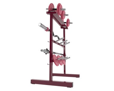 Spor masası, beyaz arka planda izole edilmiş spor aletleri.