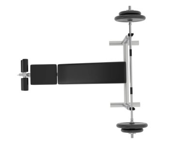 Spor salonunun 3D çizimi, spor aletleri, ayarlanabilir spor bankları. 