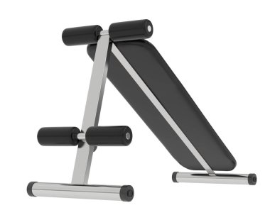 Spor salonunun 3D çizimi, spor aletleri, ayarlanabilir spor bankları. 