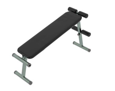 Spor salonunun 3D çizimi, spor aletleri, ayarlanabilir spor bankları. 