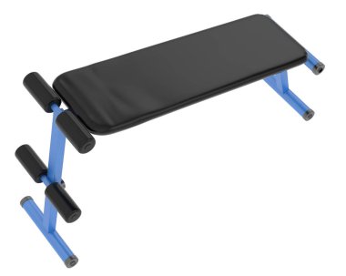 Spor salonunun 3D çizimi, spor aletleri, ayarlanabilir spor bankları. 