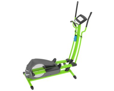 Beyaz arka planda izole edilmiş jimnastik bisikleti 3 boyutlu görüntüleme  