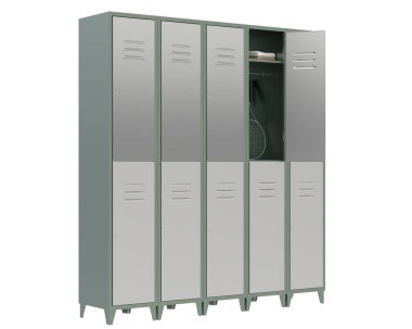 Arka planda jimnastik dolapları var. 3d görüntüleme - illüstrasyon