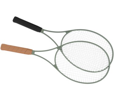 Beyaz arka plan üzerinde izole tenis raketleri