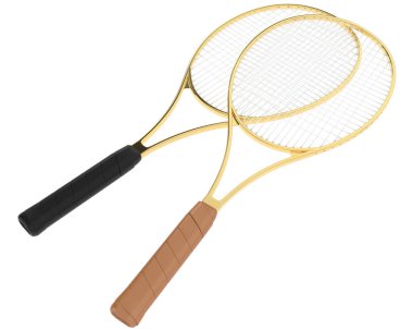Beyaz arka plan üzerinde izole tenis raketleri