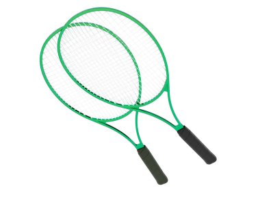 Beyaz arka plan üzerinde izole tenis raketleri