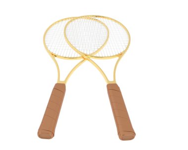 Beyaz arka plan üzerinde izole tenis raketleri