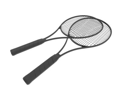 Tenis raketlerinin üç boyutlu çizimi. spor etkinlik ekipmanı