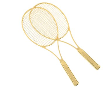 Tenis raketlerinin üç boyutlu çizimi. spor etkinlik ekipmanı