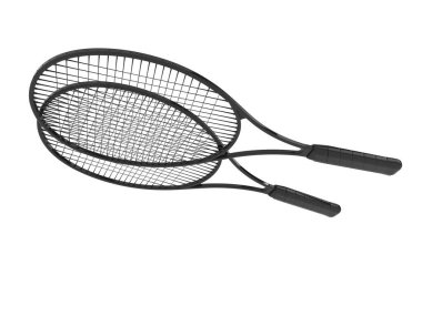 Tenis raketlerinin üç boyutlu çizimi. spor etkinlik ekipmanı