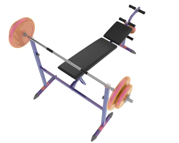 白色背景的健身房长椅 3D渲染 说明1 — 图库照片