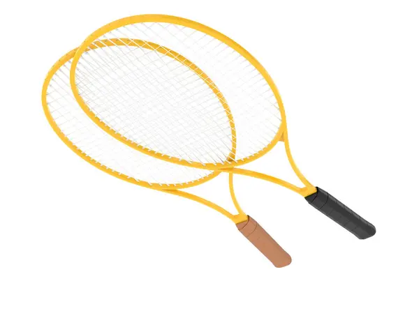 Tennisrackets Geïsoleerd Witte Achtergrond — Stockfoto