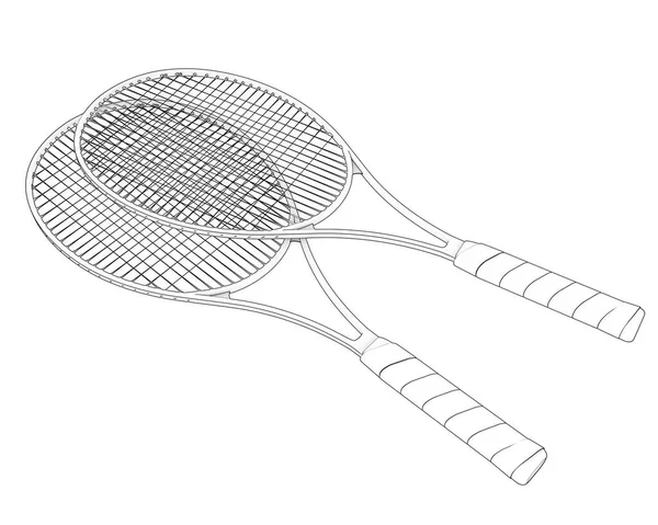 Tennis Rackets Isolated White Background — Stock Photo, Image