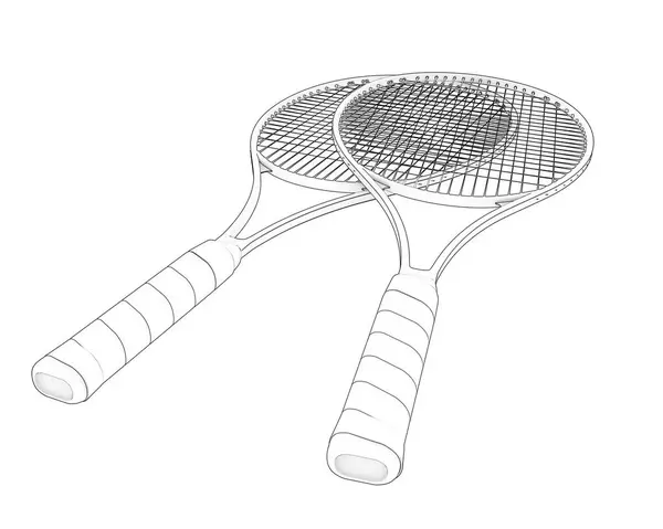 Raquetas Tenis Aisladas Sobre Fondo Blanco —  Fotos de Stock