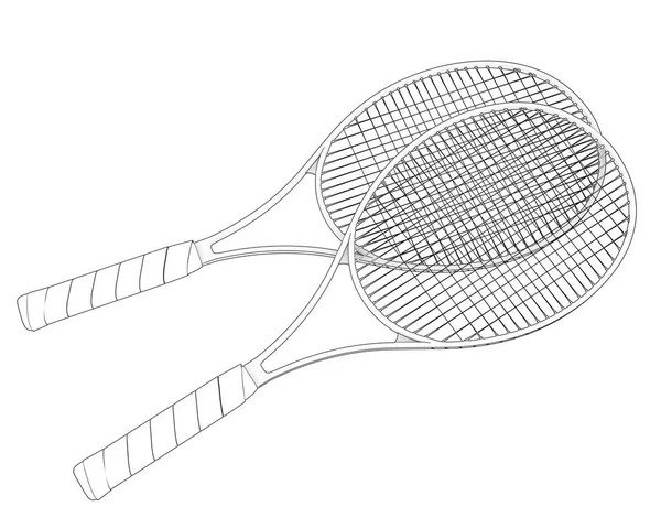 Tennisrackets Geïsoleerd Witte Achtergrond — Stockfoto