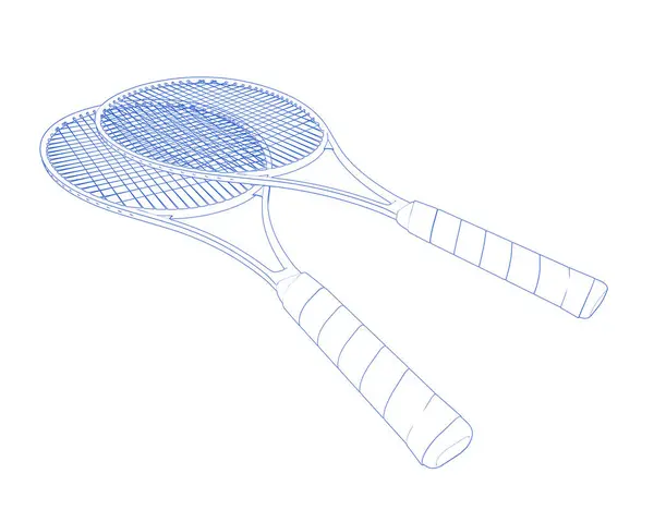 Tennis Rackets Isolated White Background — Stock Photo, Image