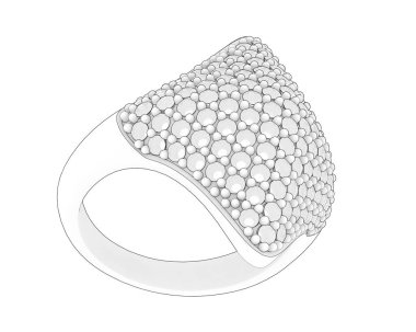 Dekoratif değerli mücevherlerin 3D çizimi