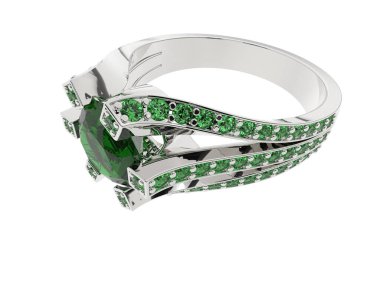 Beyaz arkaplanda izole edilmiş değerli halka     