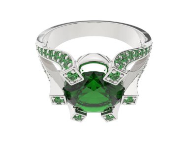 Beyaz arkaplanda izole edilmiş değerli halka     