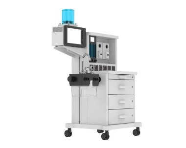 Anestezi makinesi arka planda izole edilmiş. 3d görüntüleme - illüstrasyon  