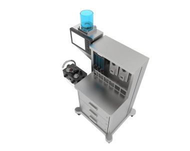 Anestezi makinesi arka planda izole edilmiş. 3d görüntüleme - illüstrasyon  