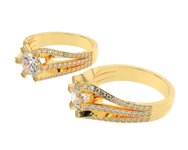 Abbildung Von Zwei Gelb Goldenen Verlobungsringen — Stockfoto