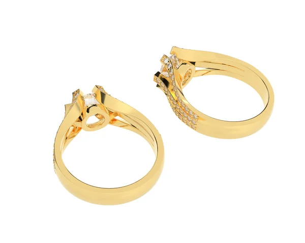 Ilustrace Dvou Žlutých Zlatých Zásnubních Prstenů — Stock fotografie