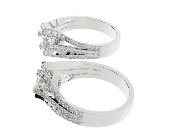 3D型号的戒指 订婚的白金戒指 — 图库照片