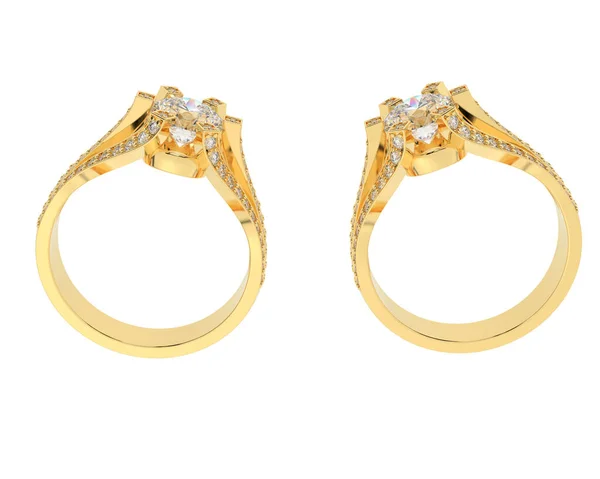 Ilustrace Dvou Žlutých Zlatých Zásnubních Prstenů Royalty Free Stock Obrázky