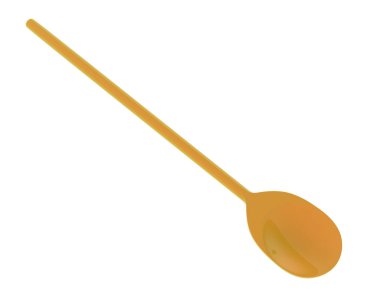 Tahta kaşık arka planda izole edilmiş. 3d görüntüleme, illüstrasyon