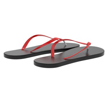 Arka planda parmak arası terlikler izole edilmiş. 3d görüntüleme, illüstrasyon