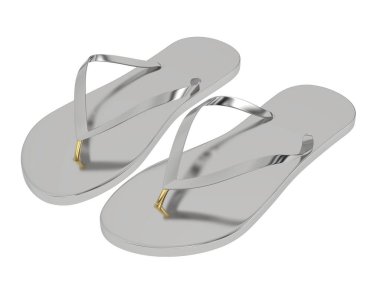 Arka planda parmak arası terlikler izole edilmiş. 3d görüntüleme, illüstrasyon