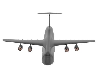 Beyaz zemin üzerinde siyah uçak c5 galaksisinin 3D modeli.