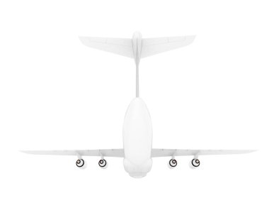 Beyaz zemin üzerinde C-5 uçağının 3D çizimi