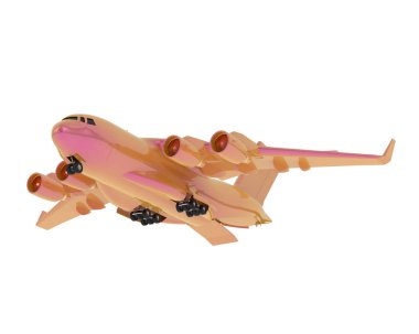 Beyaz arka planda izole edilmiş 3 boyutlu c17 çizimi. Hızlı stratejik teslimat için uçak. büyük askeri nakliye uçakları 