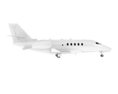Beyaz uçağın üç boyutlu tasviri. Cessna ışık arka planında izole edilmiş.
