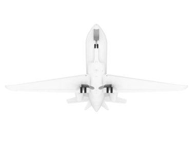 Beyaz uçağın üç boyutlu tasviri. Cessna ışık arka planında izole edilmiş.