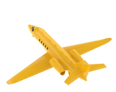 Beyaz arka planda izole edilmiş üç boyutlu sarı uçak tasviri Cessna