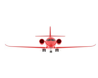 Kırmızı uçağın üç boyutlu modeli Cessna beyaz arka planda izole edildi