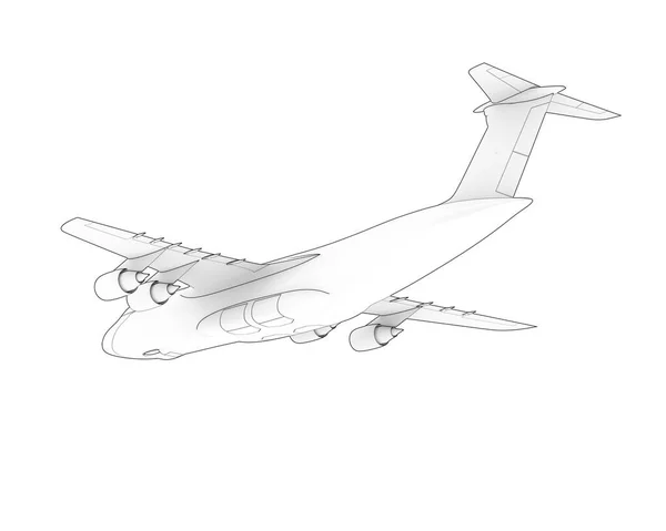 Ilustración Modelo Galaxia Airplane Sobre Fondo Blanco —  Fotos de Stock