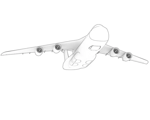 Beyaz Zemin Üzerinde Uçağının Çizimi — Stok fotoğraf