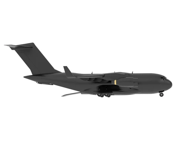 Siyah C17 Düzleminin Boyutlu Çizimi Büyük Askeri Nakliye Uçakları Beyaz — Stok fotoğraf