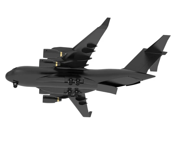 黑色C17平面的3D插图 白色背景的大型军用运输机 — 图库照片