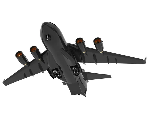 Illusztrációja Fekete C17 Sík Nagy Katonai Szállító Repülőgép Elszigetelt Fehér — Stock Fotó