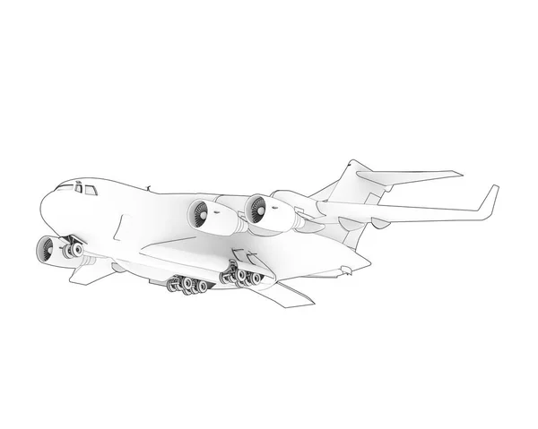 Εικονογράφηση Του C17 Μεγάλο Στρατιωτικό Αεροσκάφος Μεταφοράς Απομονωμένο Λευκό Φόντο — Φωτογραφία Αρχείου