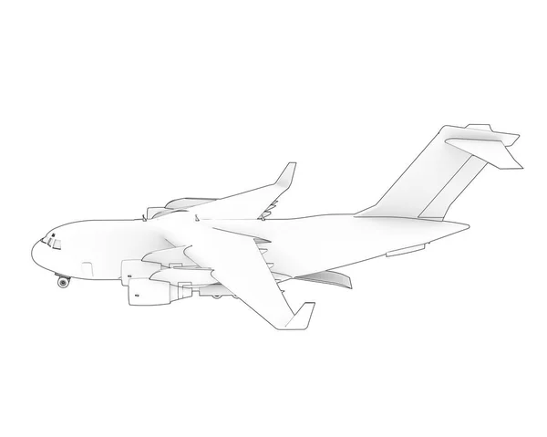 C17的3D示例 白色背景的大型军用运输机 — 图库照片