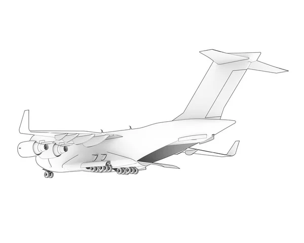 Illustrazione C17 Grande Aereo Trasporto Militare Isolato Sfondo Bianco — Foto Stock