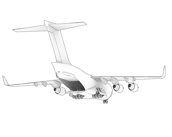 Ілюстрація C17 Великі Військові Транспортні Літаки Ізольовані Білому Тлі — стокове фото
