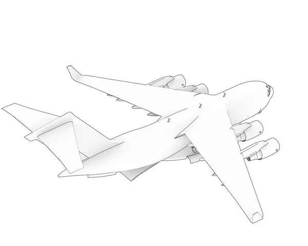 Abbildung Von C17 Großes Militärisches Transportflugzeug Isoliert Auf Weißem Hintergrund — Stockfoto