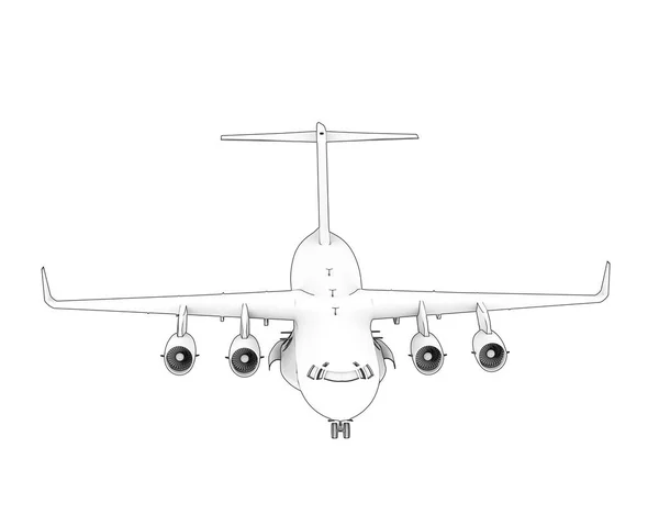C17的3D示例 白色背景的大型军用运输机 — 图库照片